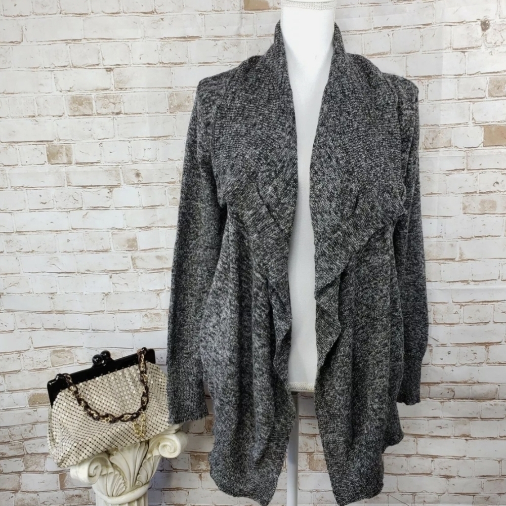 SO Open Front Marled Waterfall Cardigan
